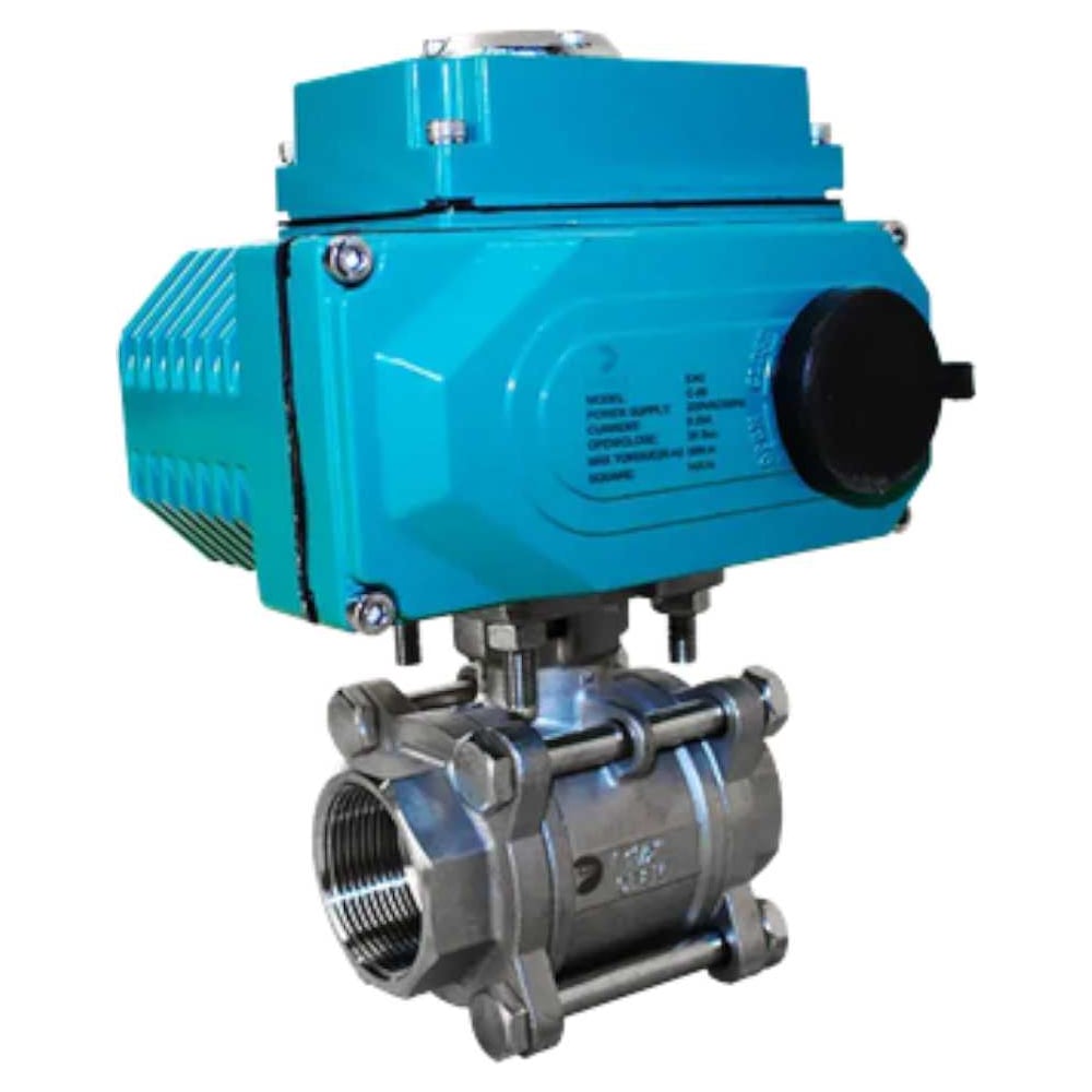 Изображение товара Кран шаровый трёхходовой NEWKEY L-тип AISI304 DN20 с электроприводом 220V