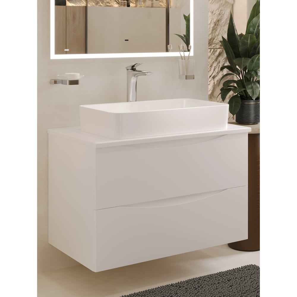 Изображение товара Подвесная тумба с раковиной BOND серия Cube белая современная