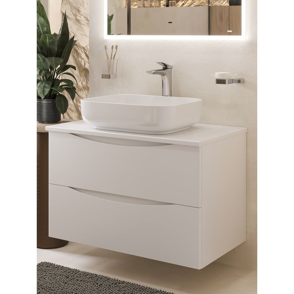 Изображение товара Подвесная тумба с раковиной BOND серии Cube белая глянцевая