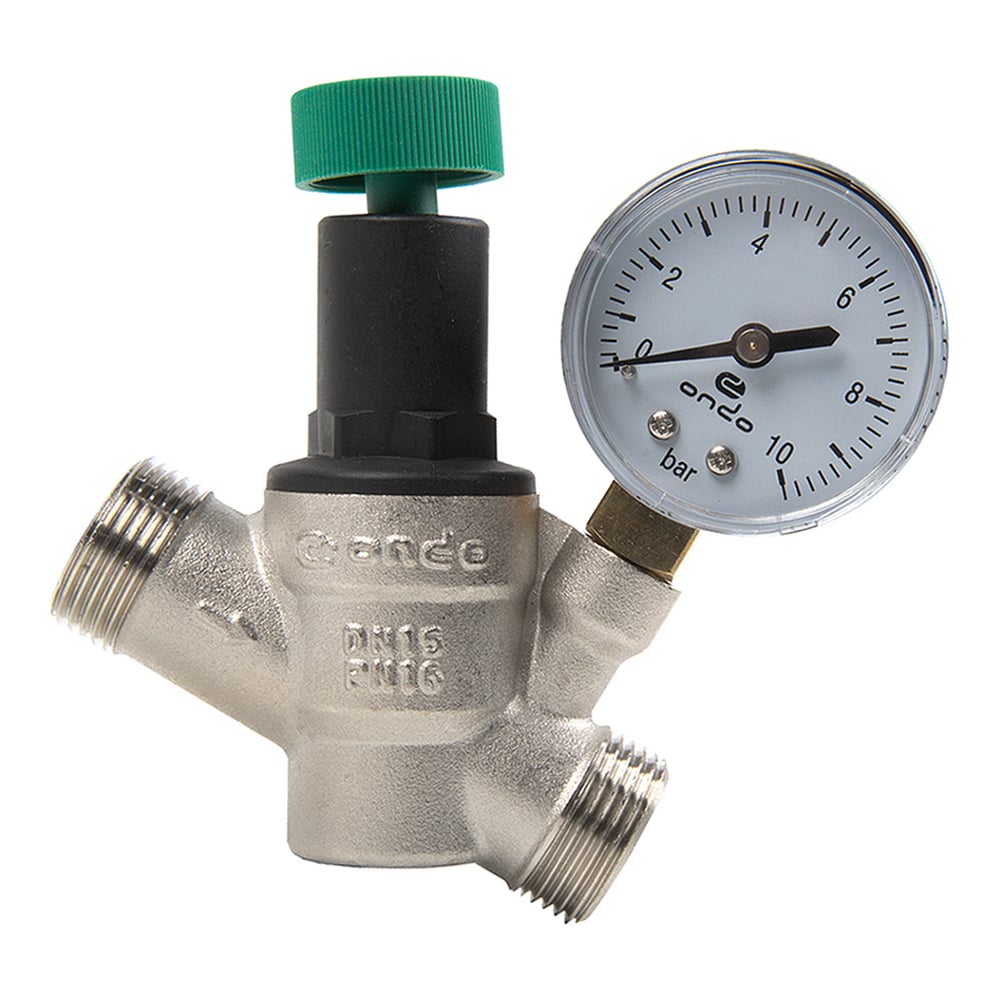 Изображение товара Редуктор давления поршневой ONDO 1/2 дюйма с манометром для воды