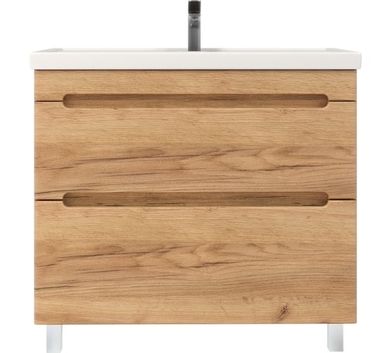 Изображение товара Тумба с раковиной RUVANN AQVI 100 + Фостер 100 в ванную напольная Голд крафт Т.AQVI-GK.П-100Н-KIT-FOS