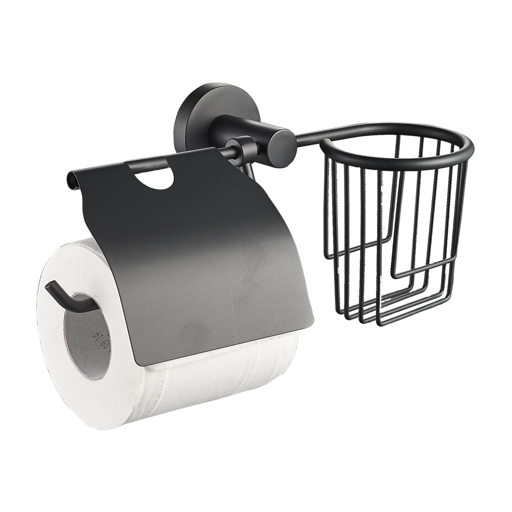 Изображение товара Держатель для туалетной бумаги с подставкой для дезодоранта Zenfort 20545, закрытый, чёрный 102029