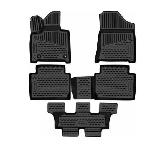 Изображение товара Коврики 3D в салон Element для HYUNDAI Santa Fe V (MX5) 2023-, 7 мест, 5шт, полиуретан С ELEMENT3DAN0687210k