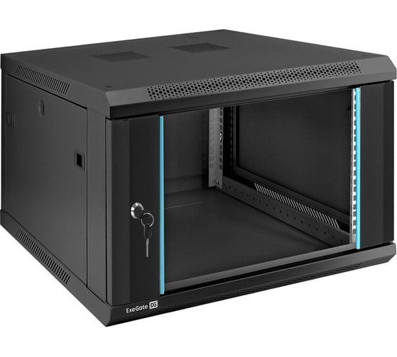 Изображение товара Шкаф телекоммуникационный ExeGate 19 настенный 6U EC-WM-6U.600.G.BLACK 19”, 6U, 600x600x370mm ШхГхВ , передняя дверь закаленное стекло, съемные боковые панели 298606