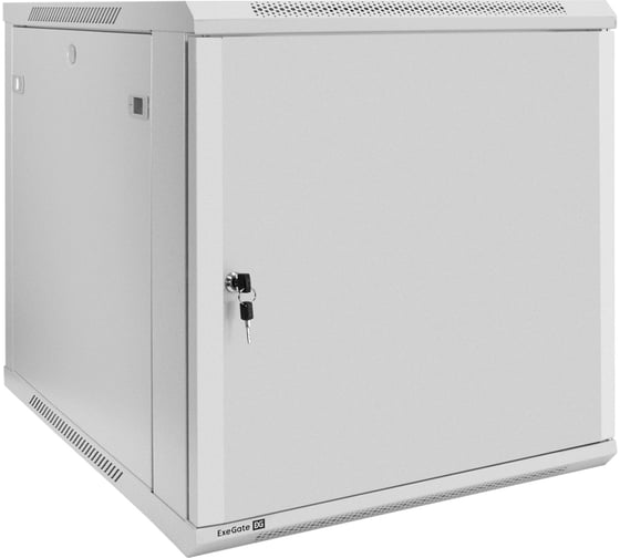 Изображение товара Шкаф телекоммуникационный ExeGate 19 настенный 12U EC-WM-12U.600.M.GREY 19”, 12U, 600x600x635mm ШхГхВ , передняя дверь металл, съемные боковые панели, 298616