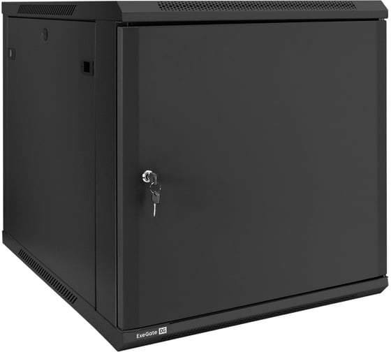 Изображение товара Шкаф телекоммуникационный ExeGate 19 настенный 12U EC-WM-12U.600.M.BLACK 19”, 12U, 600x600x635mm ШхГхВ, передняя дверь металл, съемные боковые панели 298622