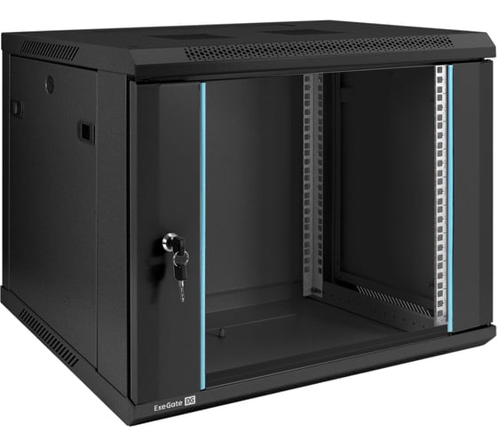 Изображение товара Шкаф телекоммуникационный ExeGate 19 настенный 9U EC-WM-9U.450.G.BLACK 19”, 9U, 600x450x500mm ШхГхВ, передняя дверь закаленное стекло, съемные боковые панели 298607
