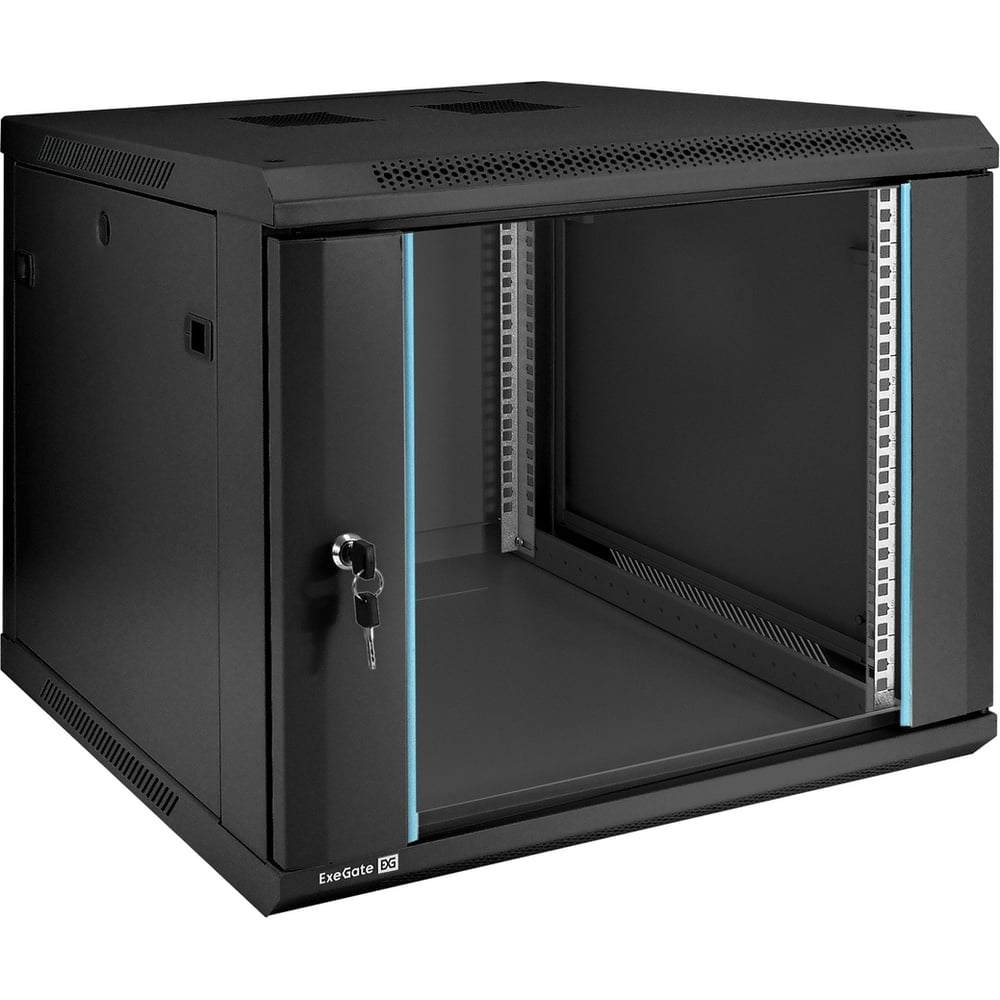 Изображение товара Шкаф телекоммуникационный ExeGate 19 настенный 9U EC-WM-9U.600.G.BLACK 19”, 9U, 600x600x500mm ШхГхВ, передняя дверь закаленное стекло, съемные боковые панели 298608