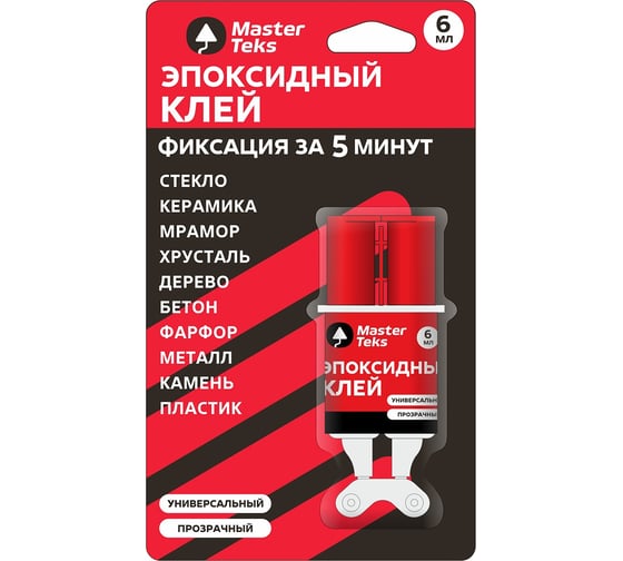 Изображение товара Клей эпоксидный двухкомпонентный MASTERTEKS, 6 мл, прозрачный 279711
