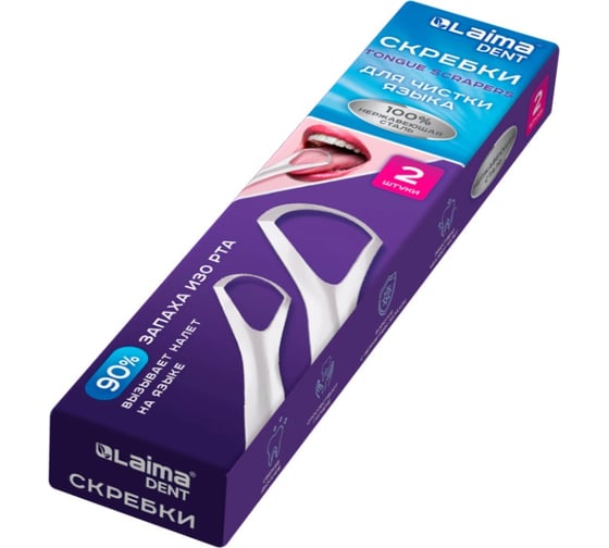 Изображение товара Скребок для языка из нержавеющей стали LAIMA DENT 2шт (большой и малый) с футляром 609409