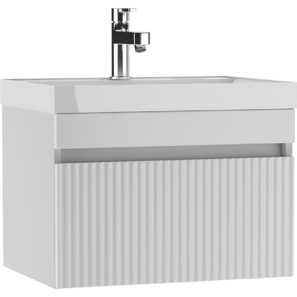 Изображение товара Тумба подвесная под умывальник Айсберг UNIT 60 Бриз с ящиком белая современная классика