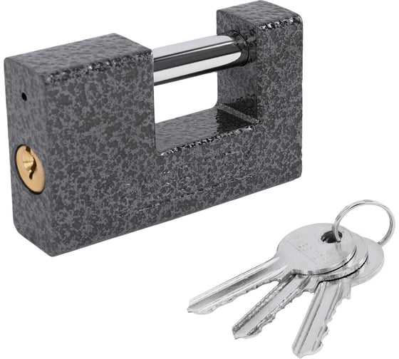 Изображение товара Замок навесной RABBITEX чугунный 90мм гаражный с полимерным покрытием, 3 ключа 671303