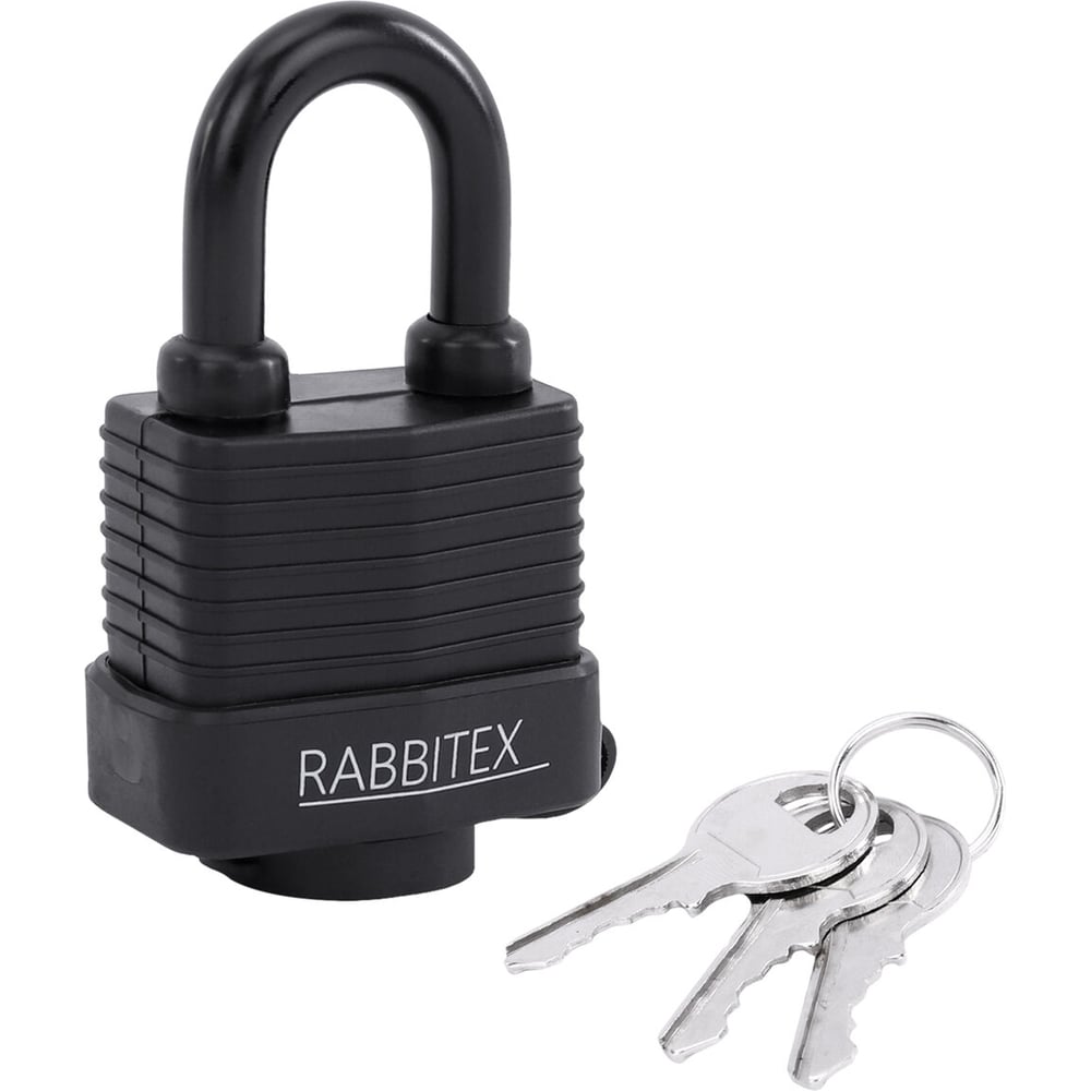 Изображение товара Стальной навесной замок RABBITEX 40мм всепогодный оцинкованный прорезиненный