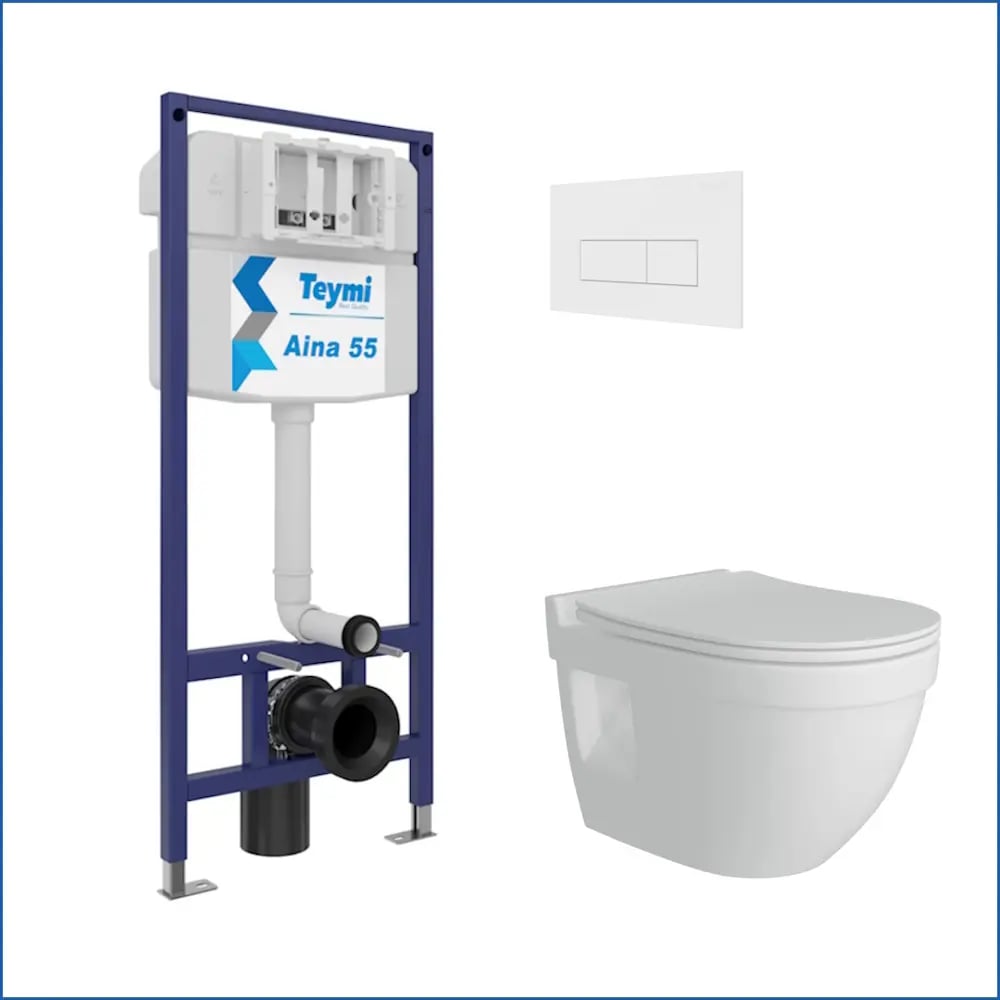Изображение товара Инсталляция с унитазом комплект 5 в 1 Teymi Vitra Pro бесободковый белый