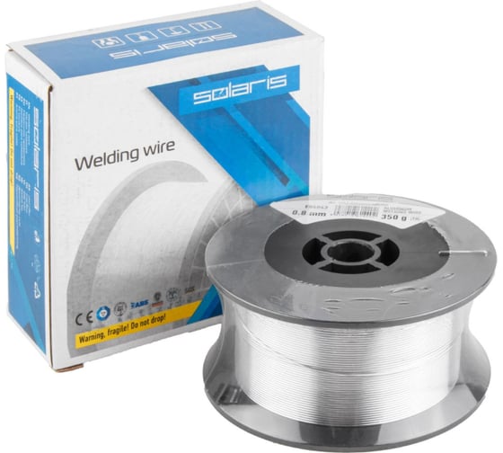 Изображение товара Проволока сварочная SOLARIS для алюминия ER4043 ф0,8мм (катушка 350 г) WM-ER4043-08035