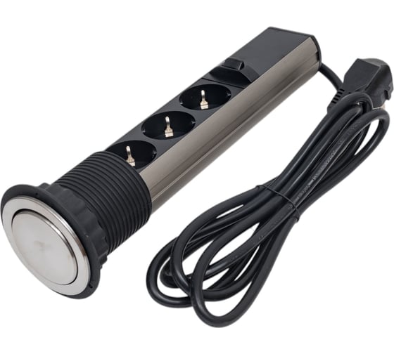 Изображение товара Вертикальная выдвижная розетка механическая ROCKETSOCKET 3EU, кабель 2м, посадочный диаметр 60мм AM-105S-3EU-12