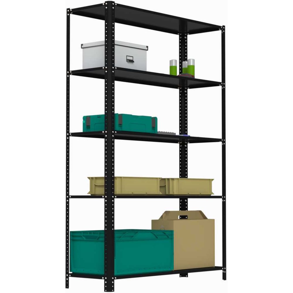 Изображение товара Стеллаж ООО Металекс AIR 1800х1200х400 5 полок черный стационарный из стали