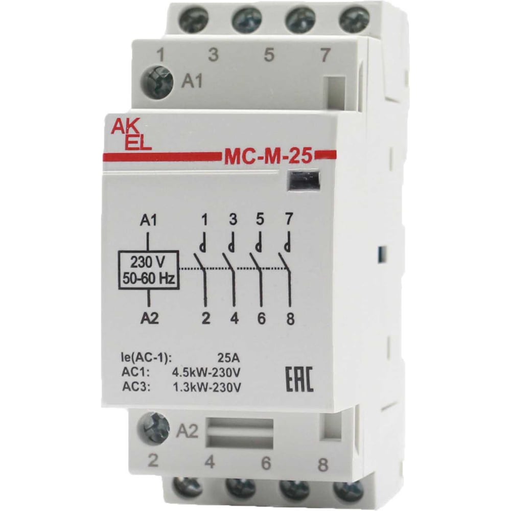 Изображение товара Контактор модульный Akel ВА47-МС-М-2-25-40 для управления нагрузками