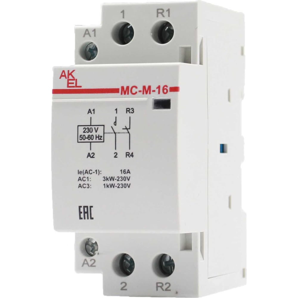 Изображение товара Контактор модульный Akel ВА47-МС-М-2-16-11 для управления 230В