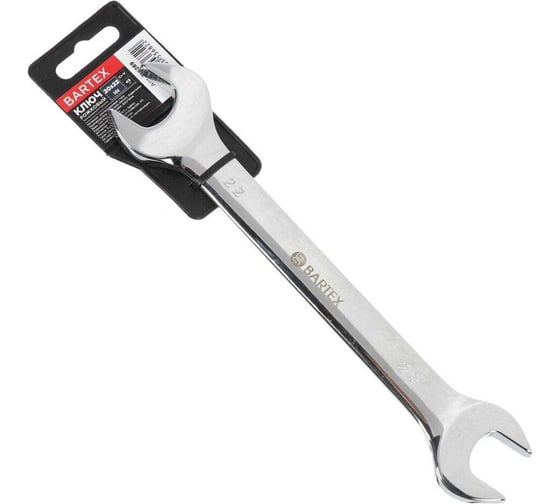 Изображение товара Ключ рожковый BARTEX 20х22 мм, хромированный зеркальный, CrV сталь 316289