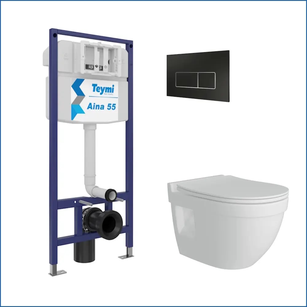 Изображение товара Инсталляция с унитазом комплект 5 в 1 Teymi Vitra Pro безободковый сиденье