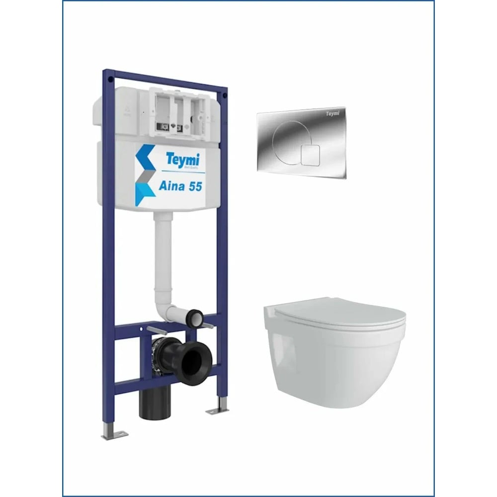 Изображение товара Инсталляция с унитазом комплект 5 в 1 Teymi Vitra Pro безободковый с микролифтом