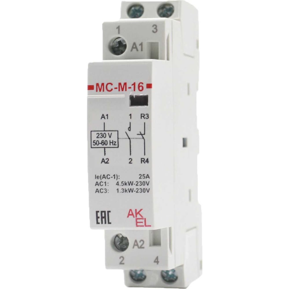 Изображение товара Контактор модульный Akel ВА47-МС-М-1-16-20 2NO 16A 230VAC