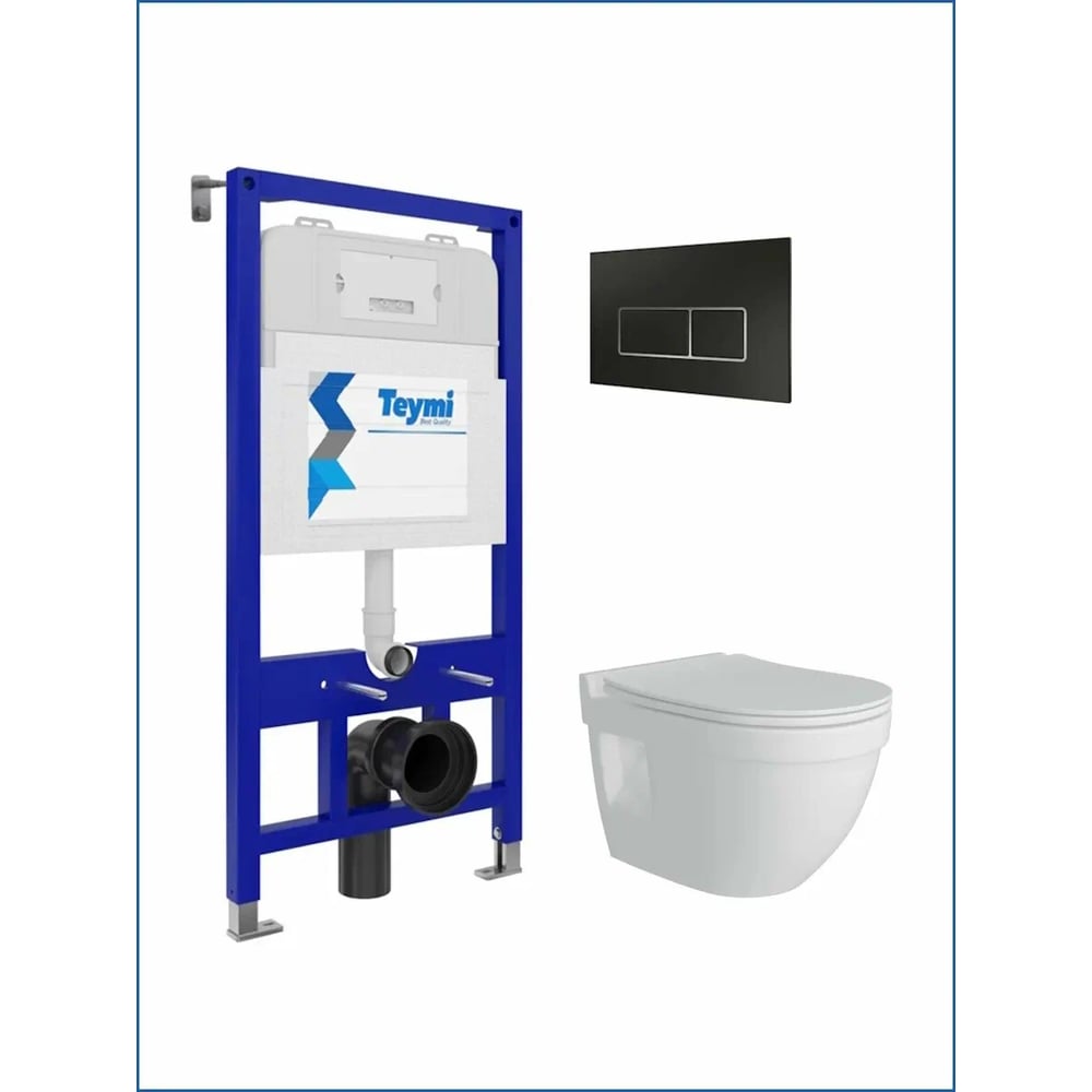 Изображение товара Инсталляция с унитазом 5 в 1 Teymi Vitra Pro безободковый комплектация современные стильные решения