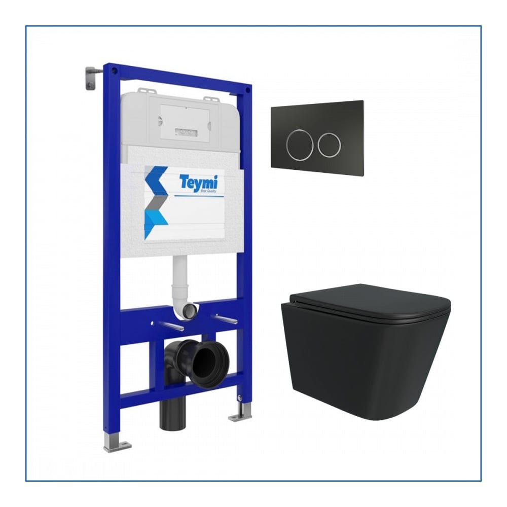 Изображение товара Инсталляция с унитазом 5 в 1 Helmi Black подвесной безободковый