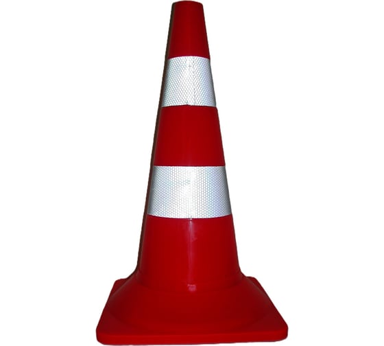Изображение товара Конус дорожный сигнальный Рзка ООО оранжевый 520 мм 2 светоотражающие полосы с утяжелителем КС-2.8