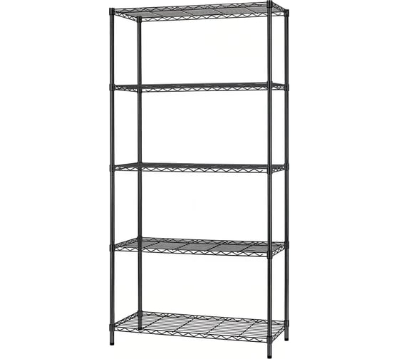 Изображение товара Стеллаж сетчатый СТЕЛЛА-ТЕХНИК 900х350х1800 мм, 5 полок, цвет черный, нагрузка на полку 50 кг, СРС9035180П5В