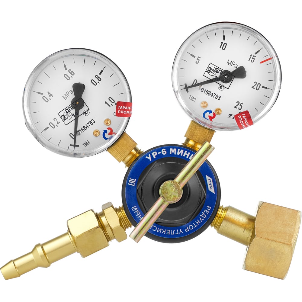 Изображение товара Редуктор углекислотный ПТК УР-6 МИНИ с поверенными манометрами 1160 рублей