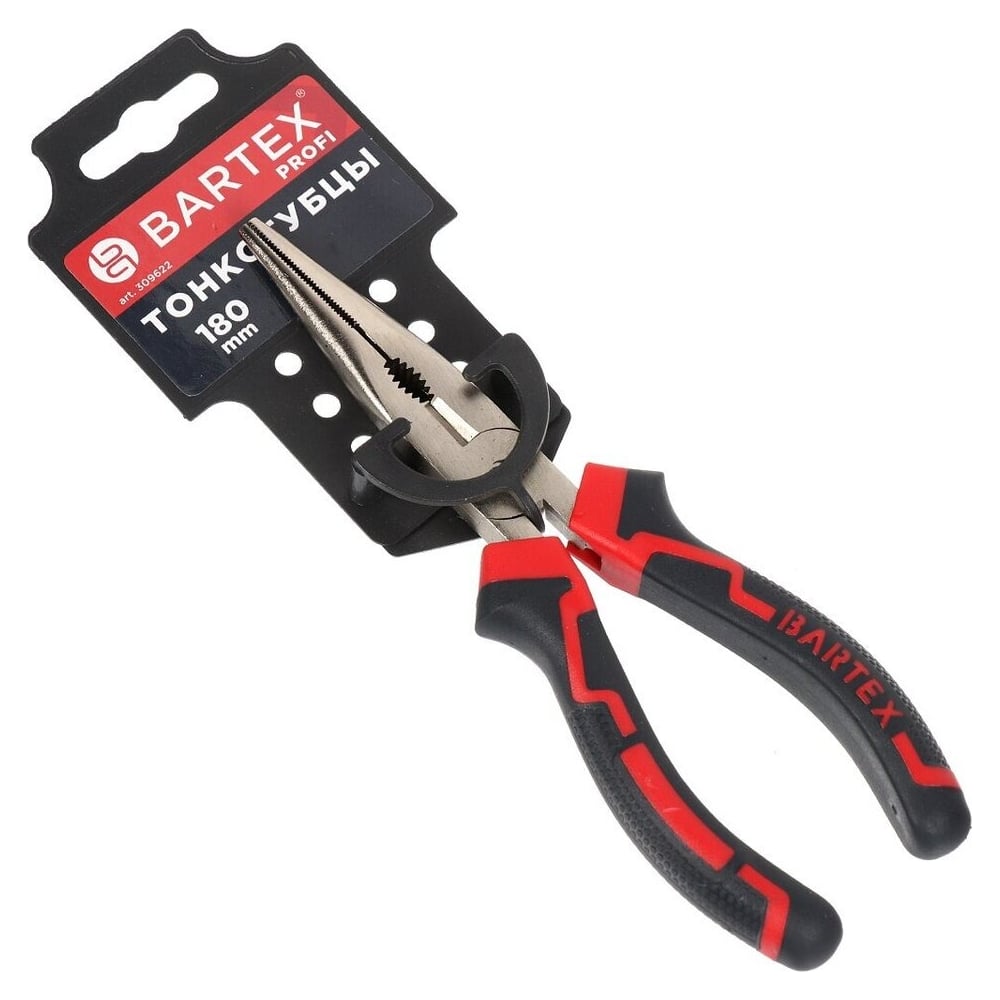 Изображение товара Тонкогубцы BARTEX Профи 180 мм прямые из углеродистой стали