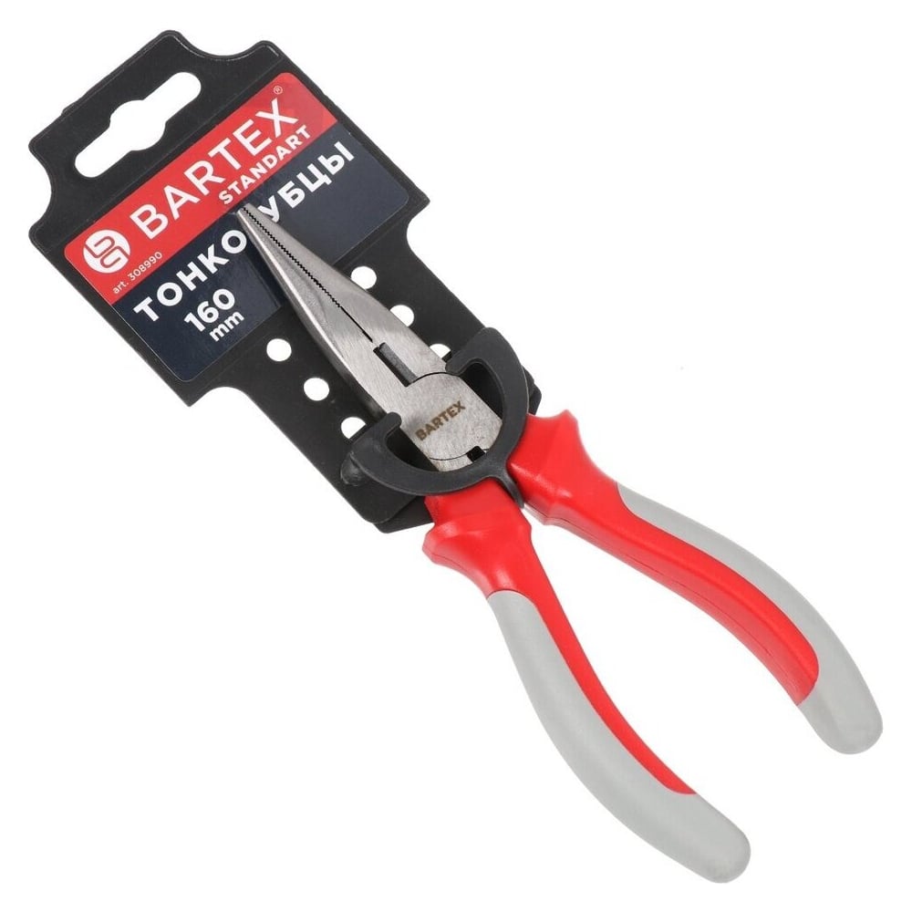 Изображение товара Тонкогубцы BARTEX Стандарт 160 мм прямые двухкомпонентные из углеродистой стали