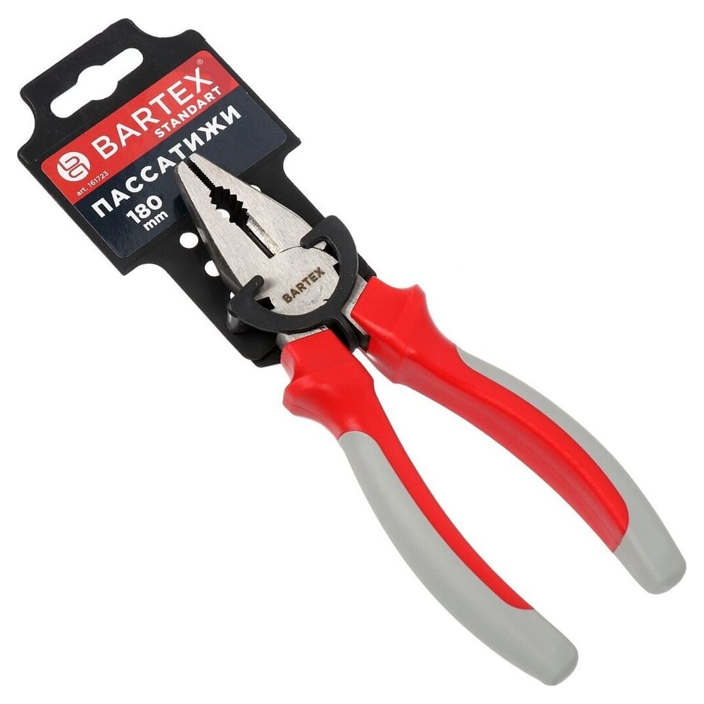 Изображение товара Пассатижи BARTEX Стандарт 180 мм прямные двукомпонционные из углеродистой стали