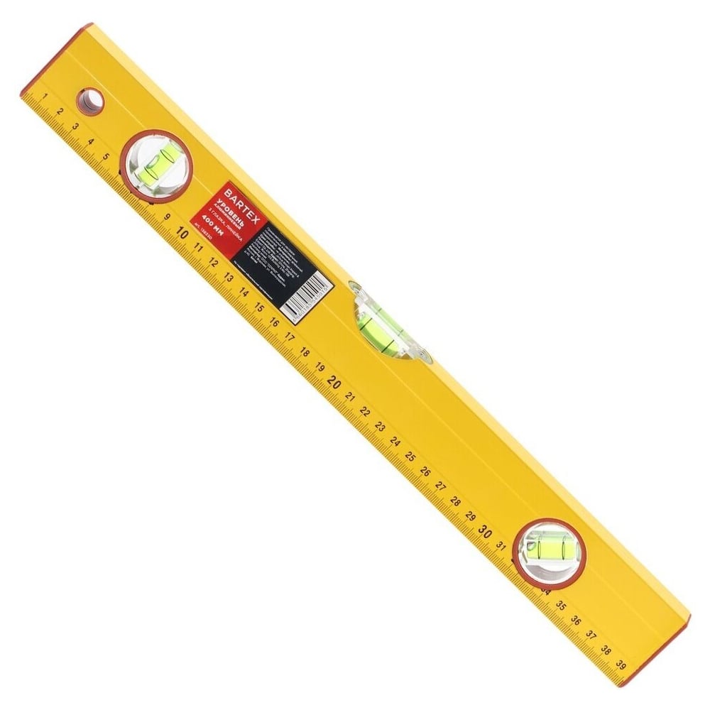 Изображение товара Уровень алюминий BARTEX, 400 мм, 3 глазка, линейка, желтый, HJ-88D 138330