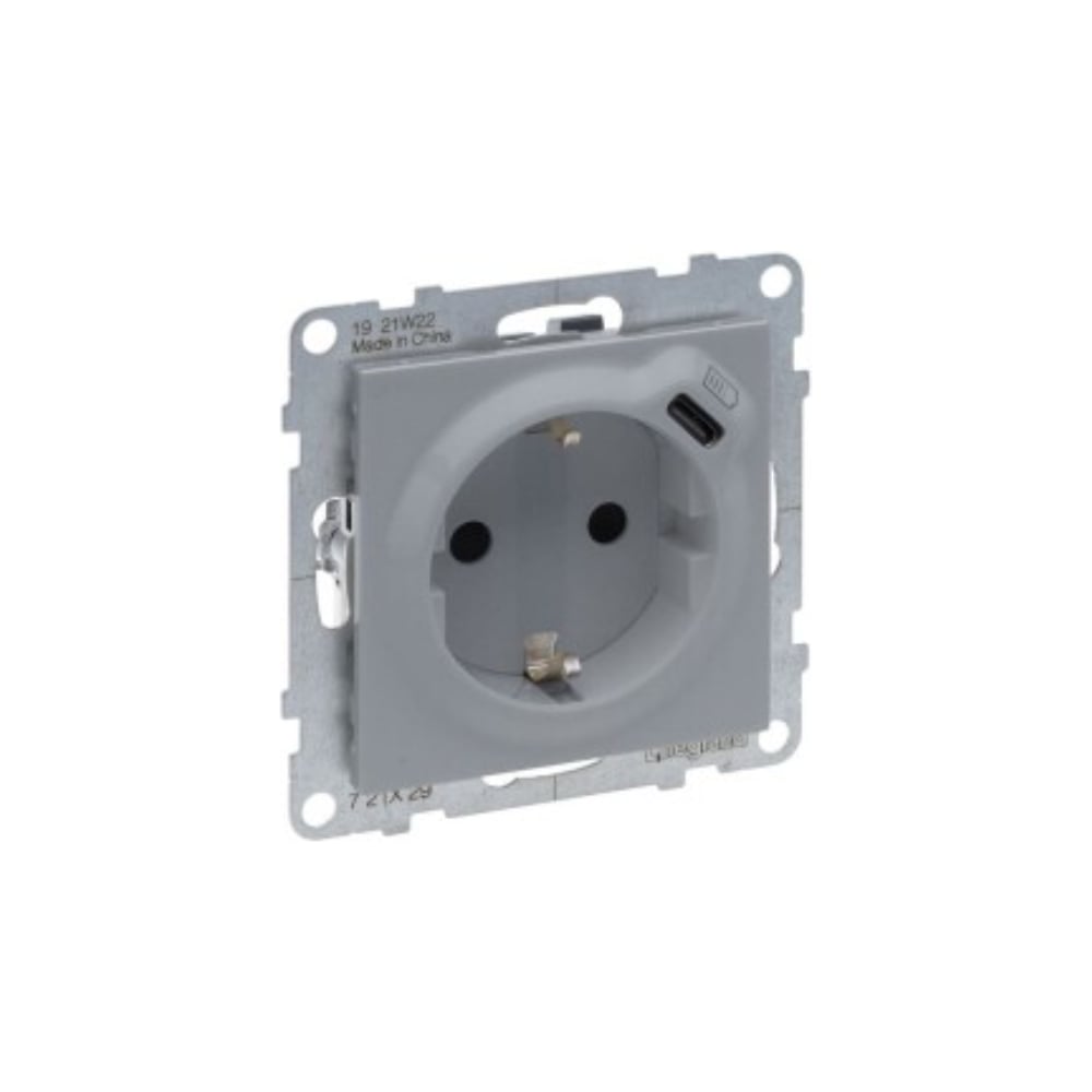 Изображение товара Комбинированная розетка Legrand SUNO со шторками 2К+З 16А 250В USB C