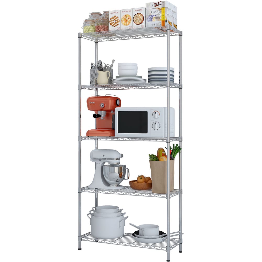 Изображение товара Стеллаж сетчатый Стелла-техник 600х350х1800 мм, 5 полок, хром