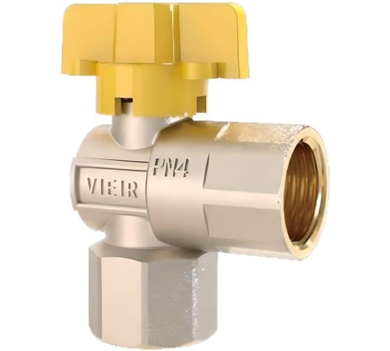 Изображение товара Кран газовый ViEiR угловой, 1/2 внутренняя резьба, бабочка, для бытовых газовых систем VRQ214-01