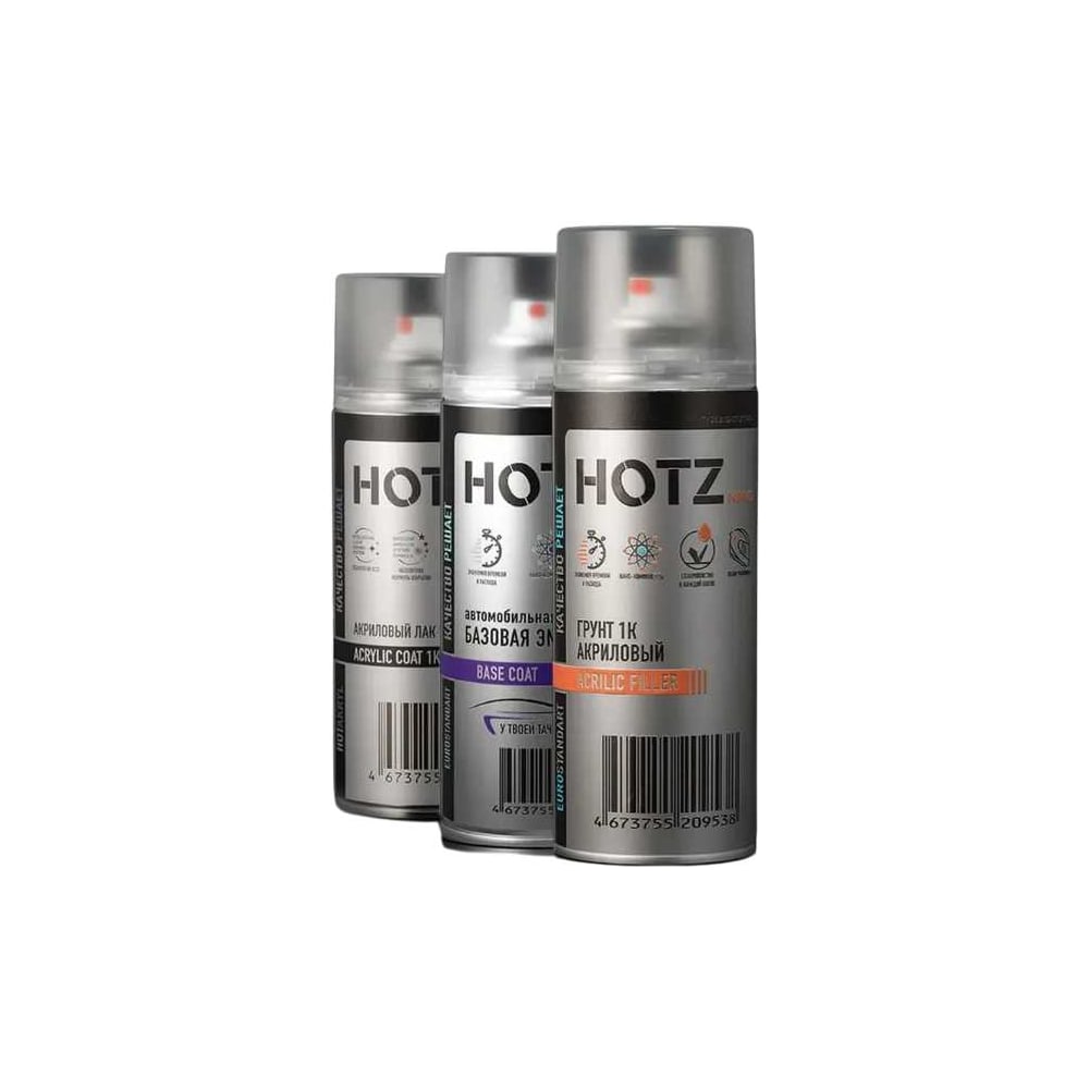 Изображение товара Комплект аэрозольный HOTZ Сочи 360 металлик 1K акриловый грунт и лак 520мл
