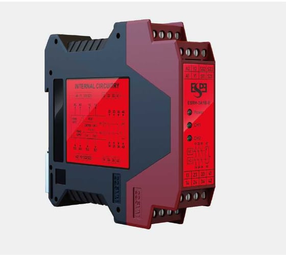 Изображение товара Модуль управления с двумя ручными кнопками ESPE ESRН-3A1B выход реле 3NO и 1NC,24В, SIL3 / PLe — Cat.4 08-00047555