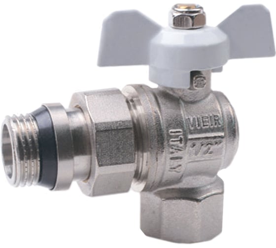 Изображение товара Кран угловой ViEiR с американкой, 3/4, бабочка белая, для подключения водопроводных линий VER48A