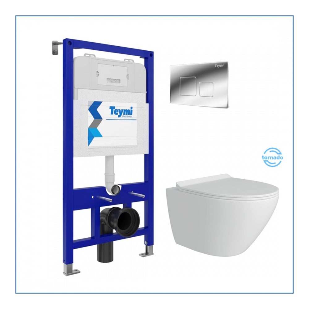 Изображение товара Инсталляция для унитаза Aina 52 с комплектом Kati Хром и унитаз Lina Pro Vortex