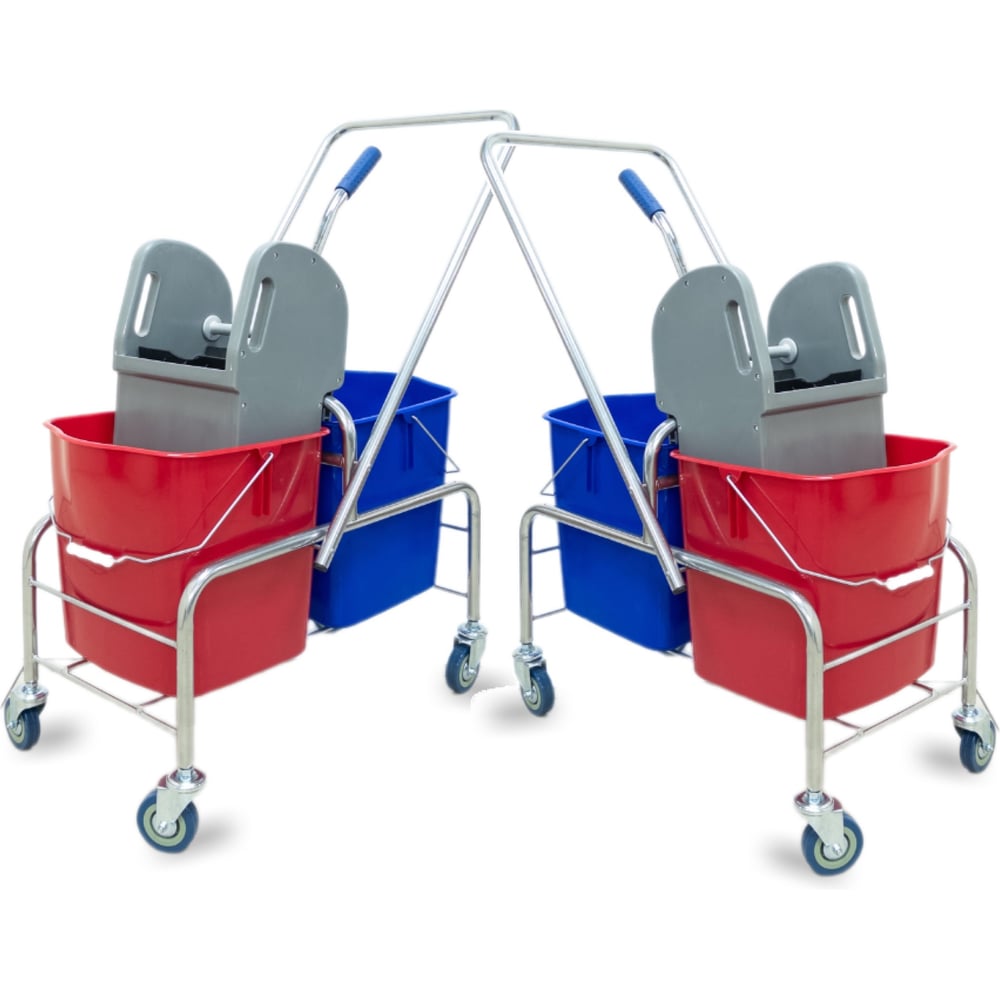 Изображение товара Тележка уборочная ACG без лого 2 шт с отжимом и базой хром