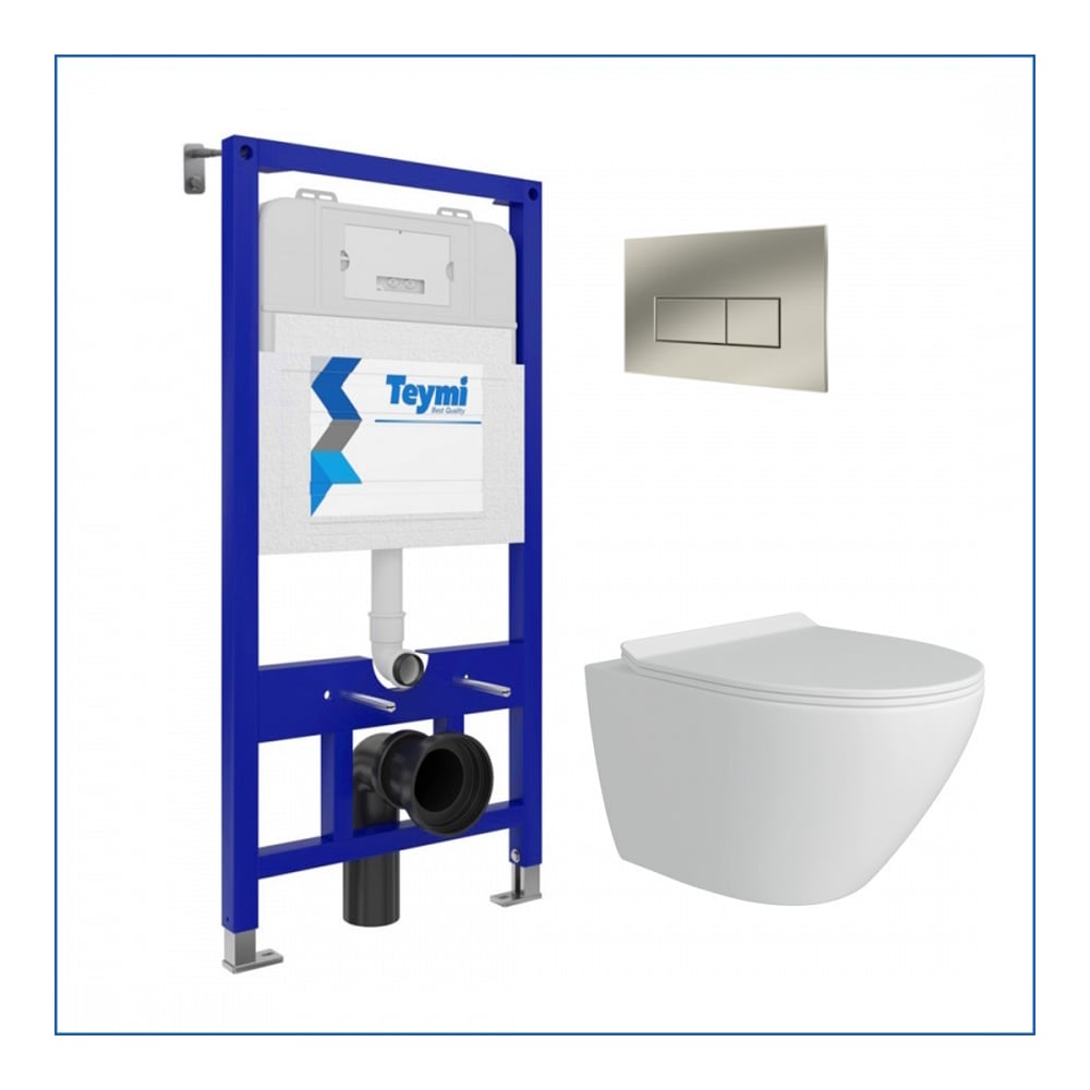 Изображение товара Инсталляция с унитазом Teymi Lina Pro 5 в 1 безободковый современный белый