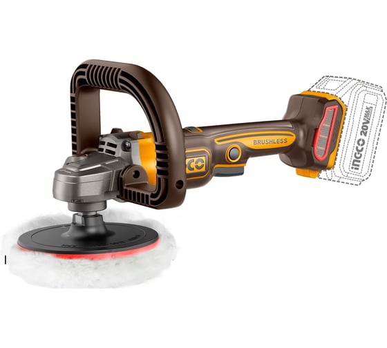 Изображение товара Аккумуляторная угловая полировальная машина INGCO INDUSTRIAL 20В б/щ APLI2018