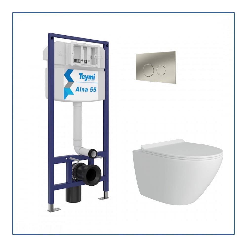 Изображение товара Инсталляция с унитазом Teymi Lina Pro 5 в 1 подвесной безободковый белый