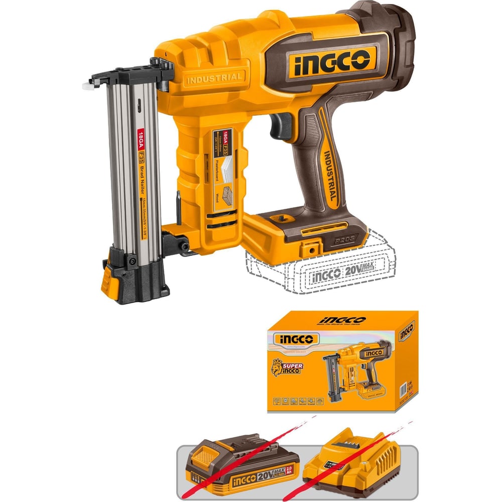 Изображение товара Аккумуляторный нейлер INGCO F15-F35 20В PROFESSIONAL INDUSTRIAL