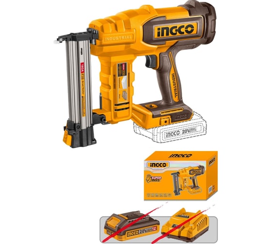 Изображение товара Аккумуляторный нейлер INGCO F15-F35 20В INDUSTRIAL CBNLI2005