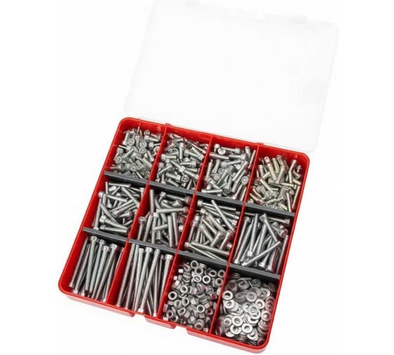 Изображение товара Винты 23 Болта М5 (+гайка,шайба) оц 8.8 DIN912 в органайзере набор 5 20000092